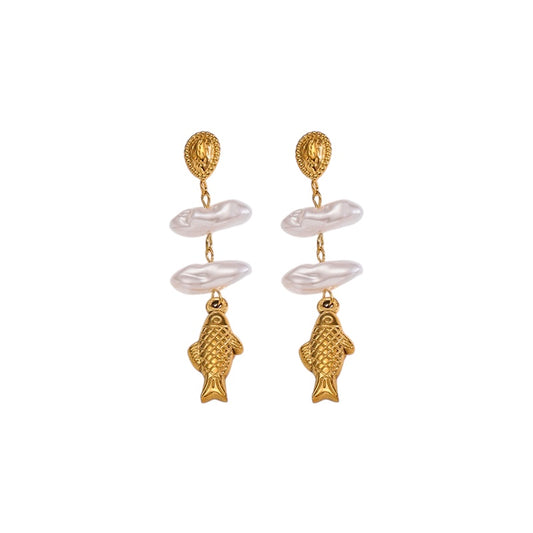 Gold Fish Earring