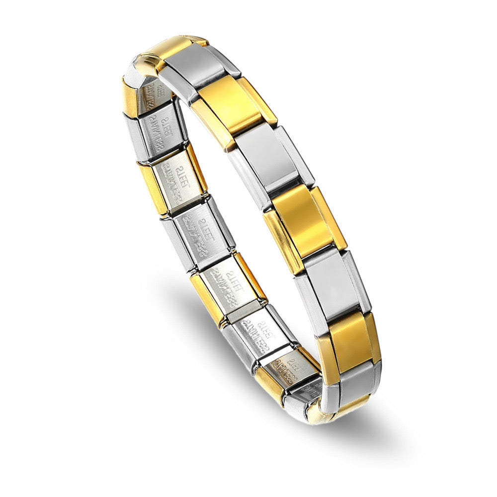 Two Tones Italian Charm Bracelet